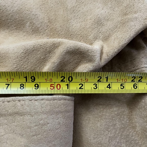 MNG Mango Leather Jacket Womens XS Tan Suede Belted Snap Front Shacket 53065708 - Picture 6 of 16